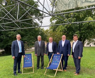 v.l.n.r: OB Steffen Hertwig, Roland Stammler, Josip Juratovic MdB, Karl-Heinz Ulrich, Klaus Ranger MdL